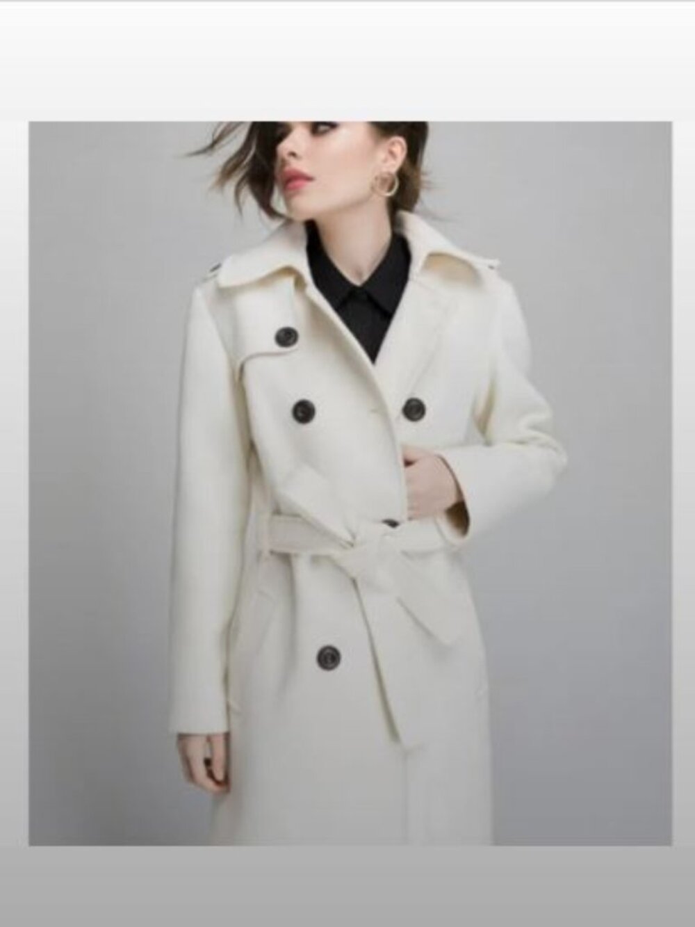 Burberry Cream/White Double Breasted Belted Cashmere‎ Wool Trench Coat US Size 4